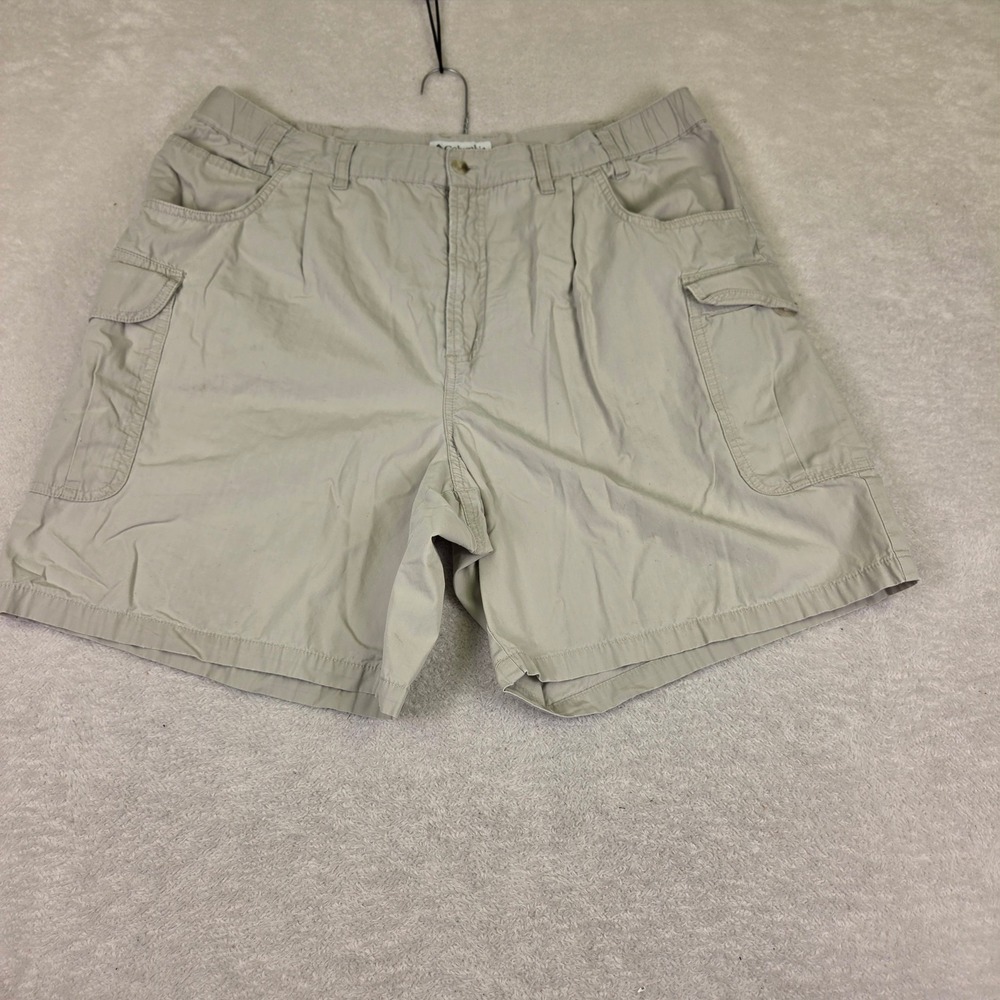 Columbia Sportswear Mens 40 Tan Cargo Shorts Pleated Hiking Utility 8 Inseam